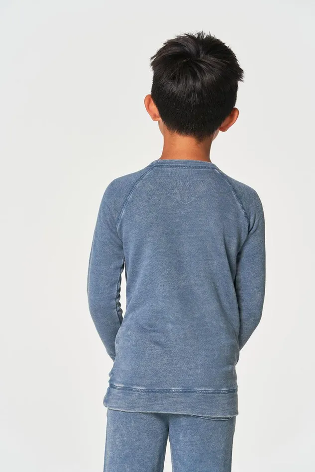 Kids Boys Chaser Brand Boys Linen French Terry Long Sleeve Kanga Pocket Pullover
