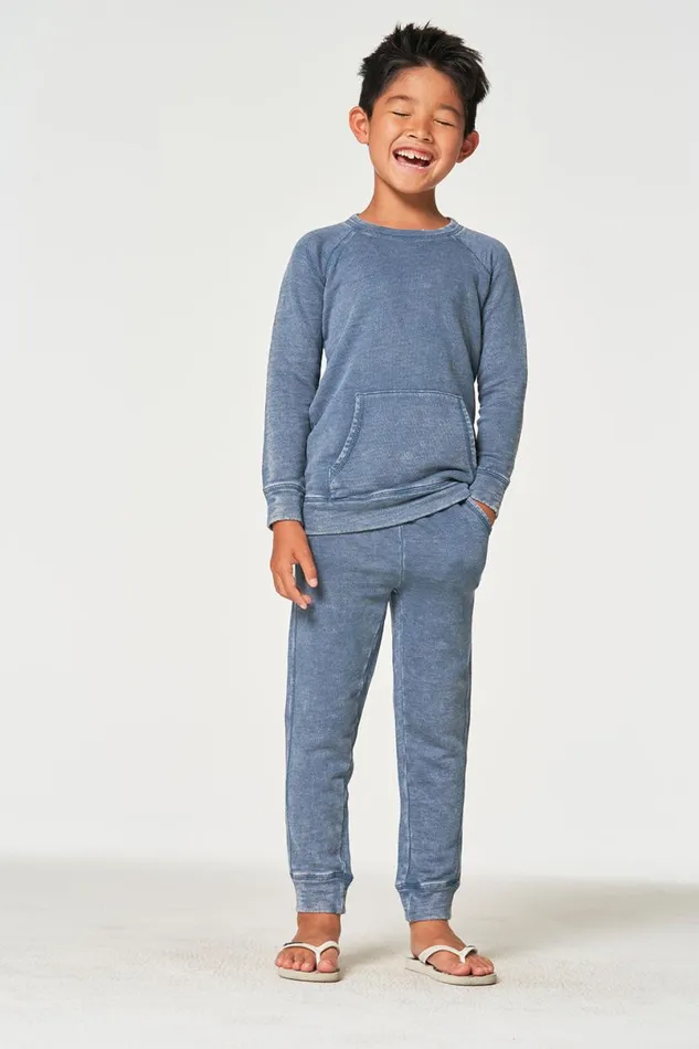 Kids Boys Chaser Brand Boys Linen French Terry Long Sleeve Kanga Pocket Pullover