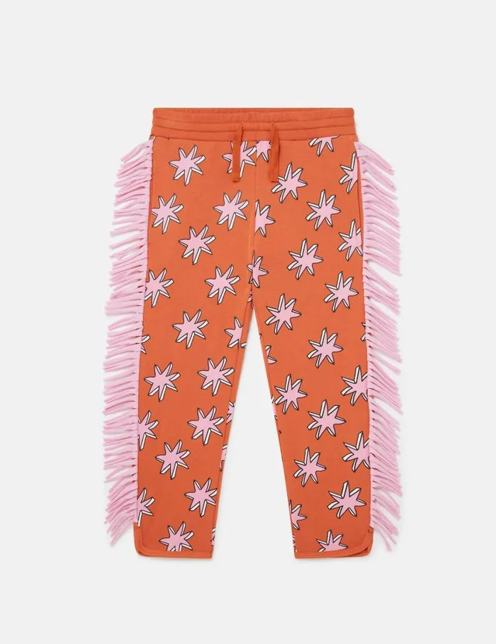 Kids Bright Stars Fringe Sweatpants Multicolor Orange Stella McCartney Pants and Shorts Kids Bright Stars Fringe Sweatpants Multicolor Orange Stella McCartney Pants and Shorts