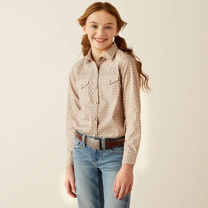 Kids Button Down Shirts Ariat Bella Printed Shirt Caidan Sea Spray