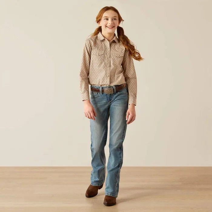 Kids Button Down Shirts Ariat Bella Printed Shirt Caidan Sea Spray