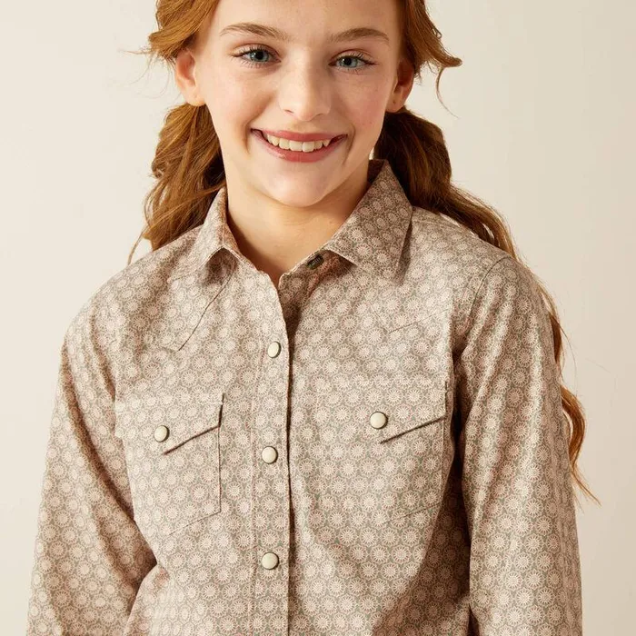 Kids Button Down Shirts Ariat Bella Printed Shirt Caidan Sea Spray