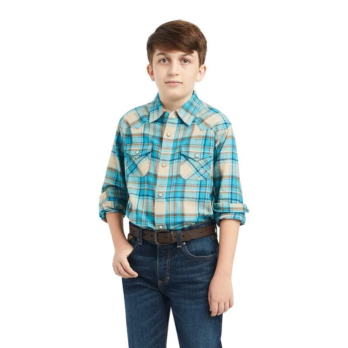 Kids Button Down Shirts Ariat Handley Retro Fit Shirt Sylvan Teal