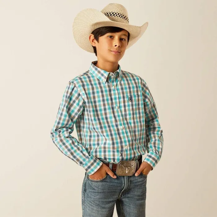 Kids Button Down Shirts Ariat Pro Series Johnathan Classic Fit Shirt Navy