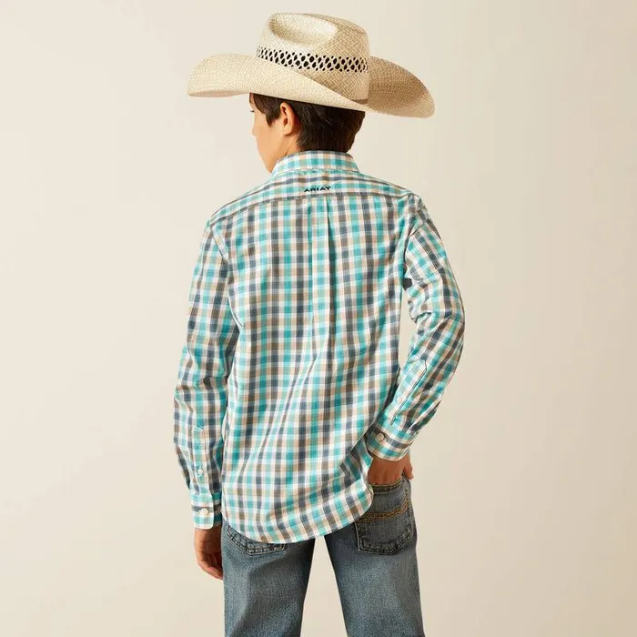 Kids Button Down Shirts Ariat Pro Series Johnathan Classic Fit Shirt Navy