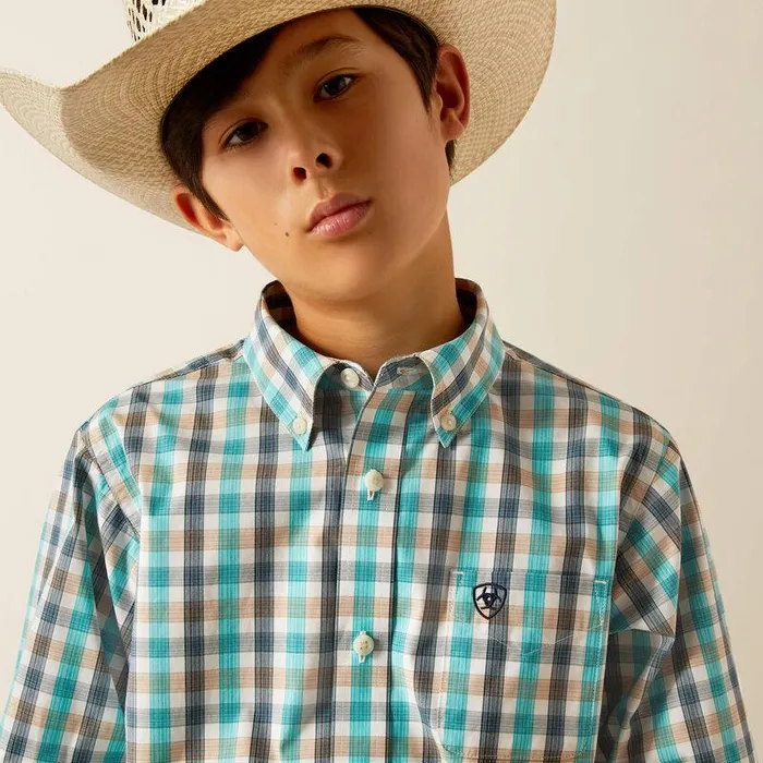 Kids Button Down Shirts Ariat Pro Series Johnathan Classic Fit Shirt Navy