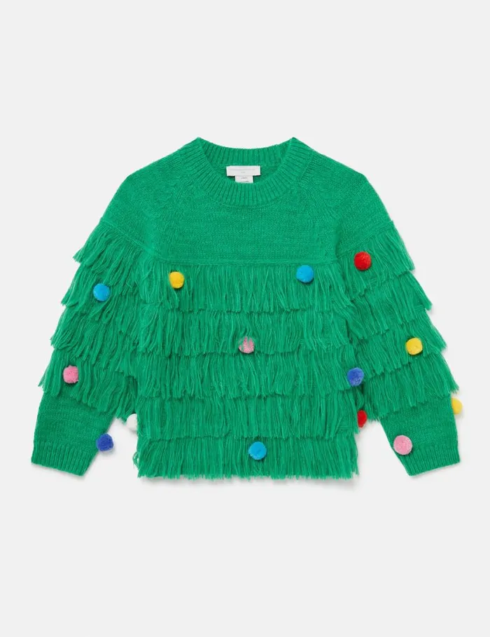 Kids Christmas Tree Knitted Sweater Green Stella McCartney Sweaters and Cardigans