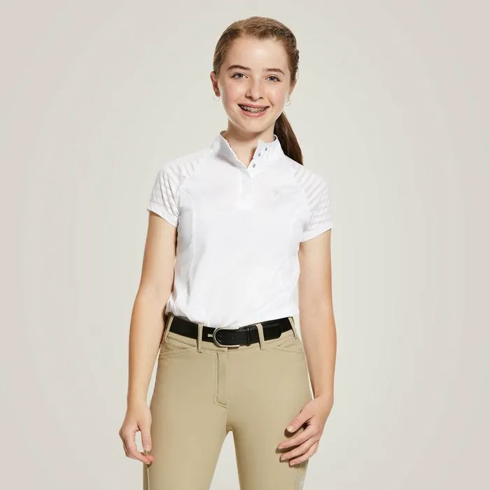 Kids English Riding Clothing Ariat Aptos Vent Show Shirt White