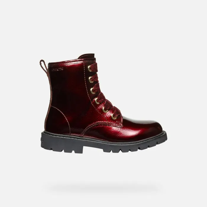 Kids Geox Ankle Boots SHAYLAX GIRL Bordeaux Ankle Boots With Laces Bordeaux