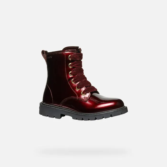 Kids Geox Ankle Boots SHAYLAX GIRL Bordeaux Ankle Boots With Laces Bordeaux