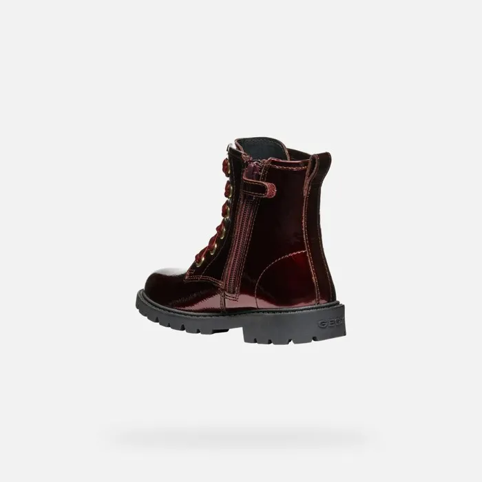 Kids Geox Ankle Boots SHAYLAX GIRL Bordeaux Ankle Boots With Laces Bordeaux