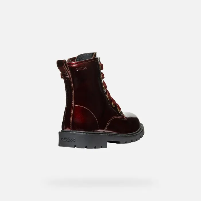 Kids Geox Ankle Boots SHAYLAX GIRL Bordeaux Ankle Boots With Laces Bordeaux