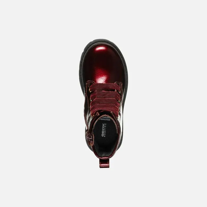 Kids Geox Ankle Boots SHAYLAX GIRL Bordeaux Ankle Boots With Laces Bordeaux