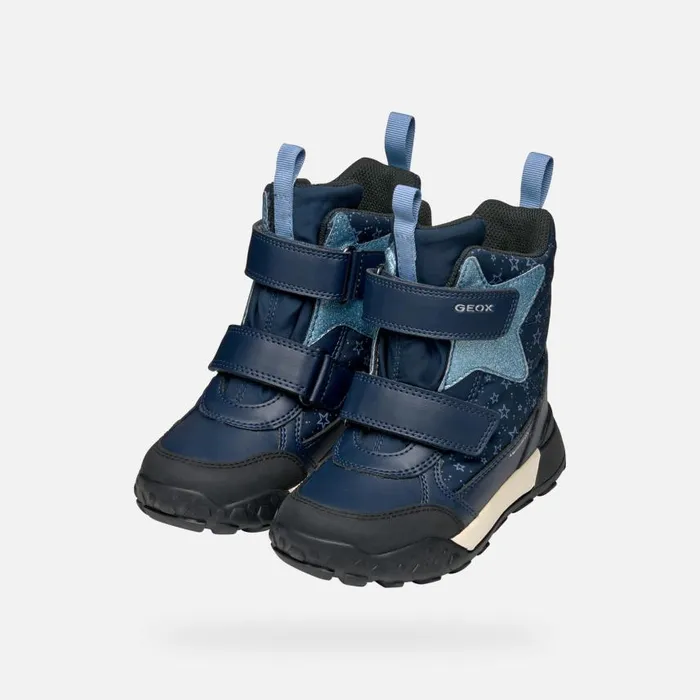 Kids Geox Ankle Boots TREKKYUP ABX GIRL NavyLight Avio Mid Calf Boots Navylight Avio