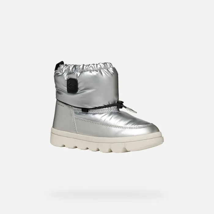 Kids Geox Ankle Boots WILLABOOM ABX GIRL SilverBlack Mid Calf Boots Silverblack