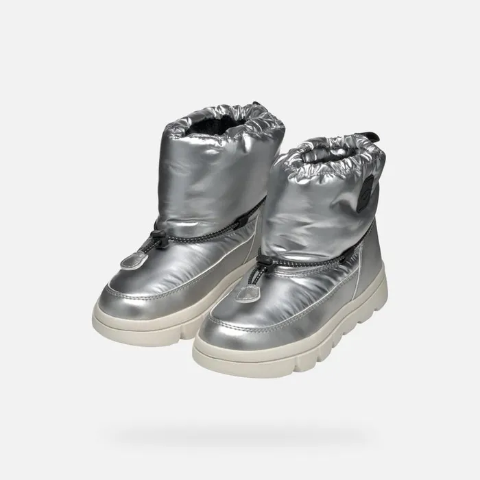 Kids Geox Ankle Boots WILLABOOM ABX GIRL SilverBlack Mid Calf Boots Silverblack
