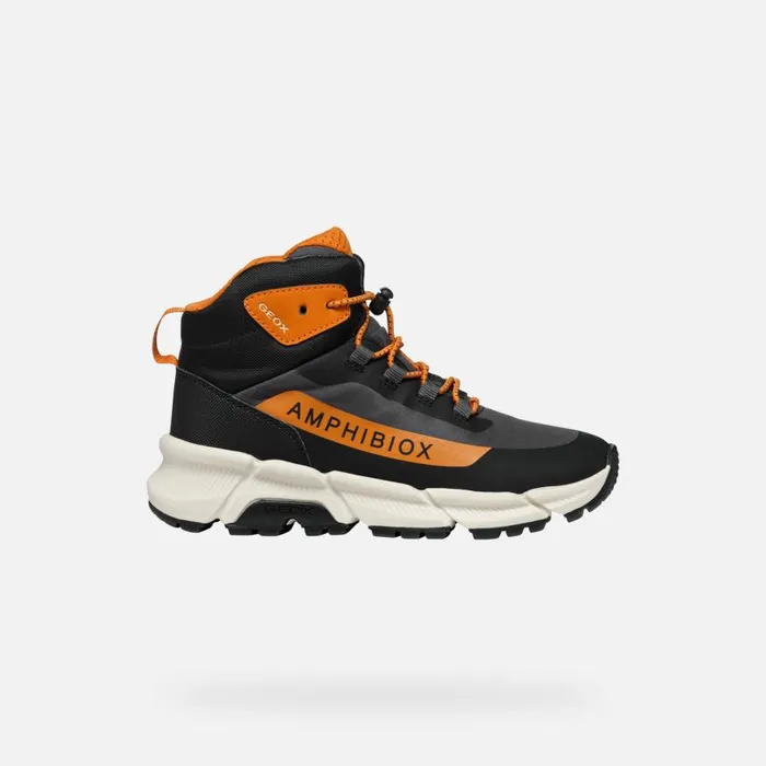 Kids Geox Sneakers FLEXYPER PLUS ABX BOY Dark GreyDark Orange High Top Sneakers Dark Greydark Orange