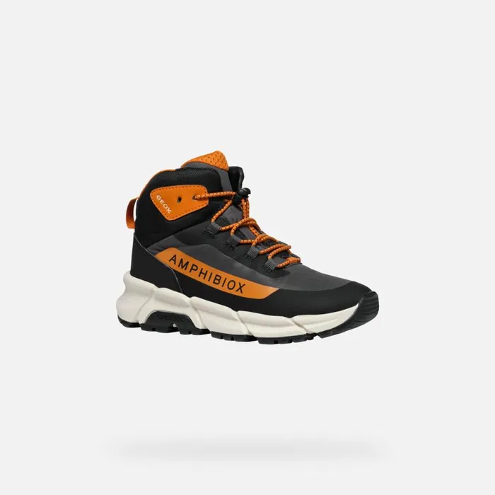 Kids Geox Sneakers FLEXYPER PLUS ABX BOY Dark GreyDark Orange High Top Sneakers Dark Greydark Orange