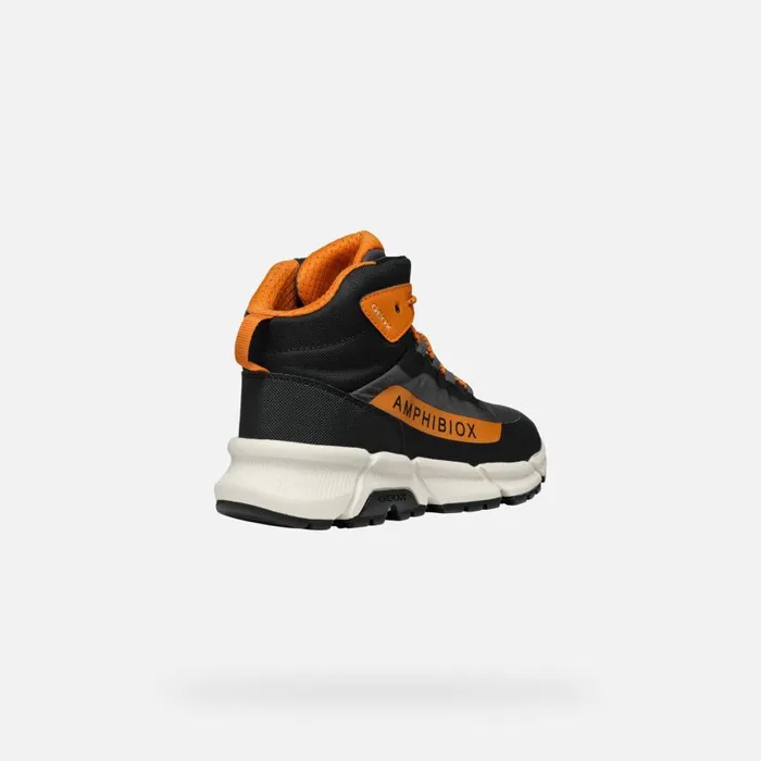 Kids Geox Sneakers FLEXYPER PLUS ABX BOY Dark GreyDark Orange High Top Sneakers Dark Greydark Orange