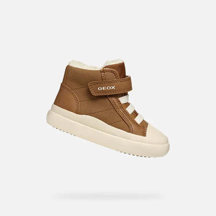 Kids Geox Sneakers GISLI BABY Brown High Top Sneakers Brown