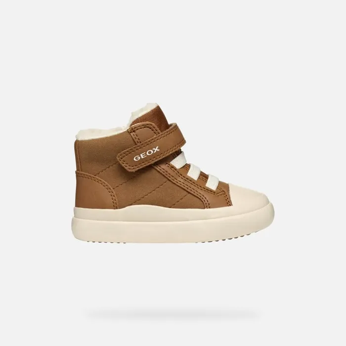 Kids Geox Sneakers GISLI BABY Brown High Top Sneakers Brown