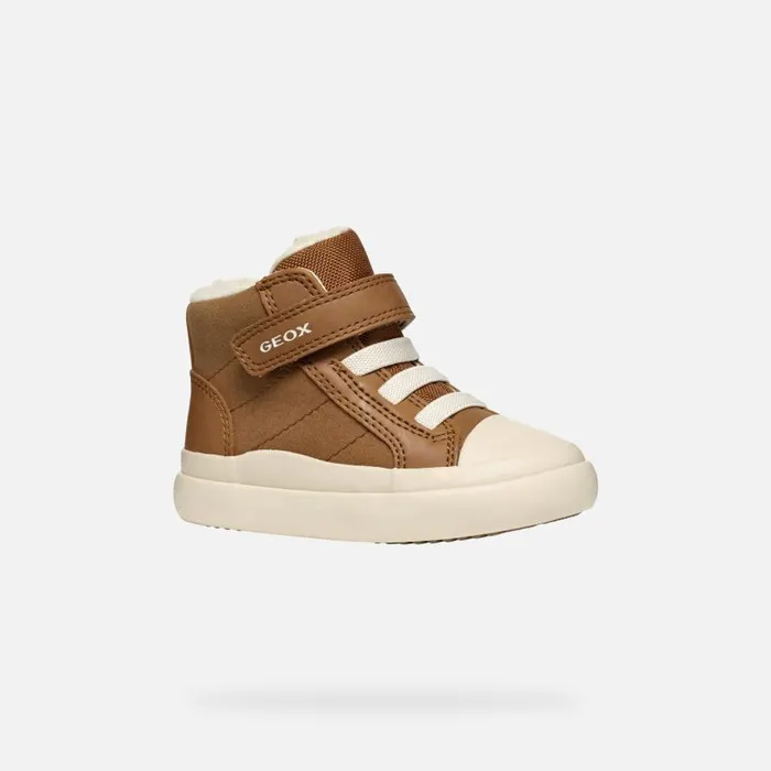 Kids Geox Sneakers GISLI BABY Brown High Top Sneakers Brown
