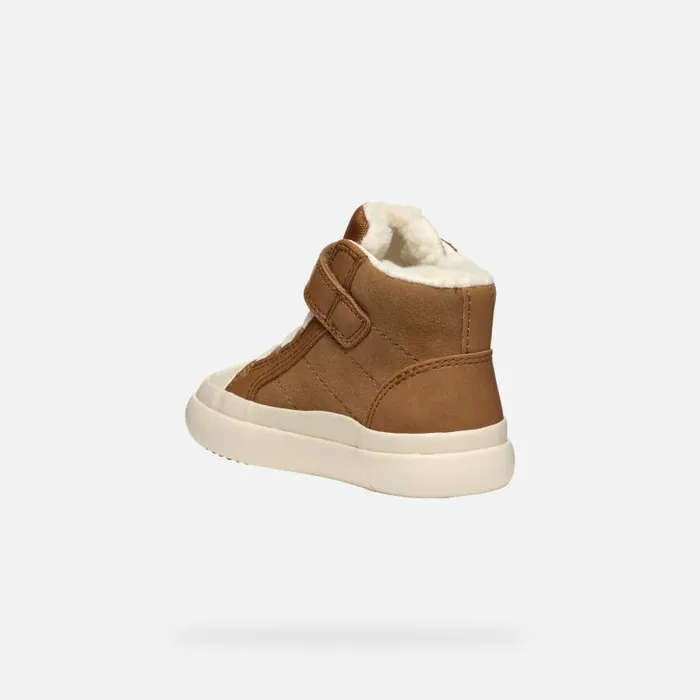 Kids Geox Sneakers GISLI BABY Brown High Top Sneakers Brown