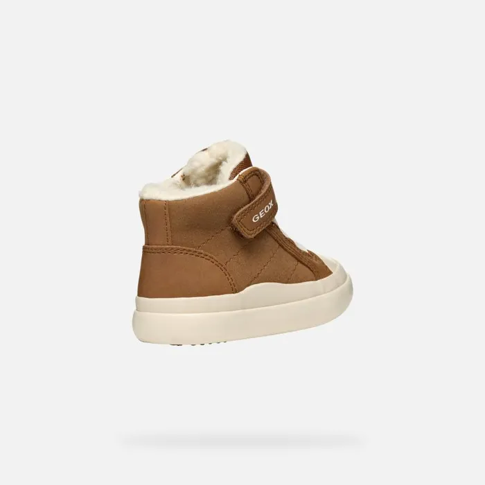 Kids Geox Sneakers GISLI BABY Brown High Top Sneakers Brown