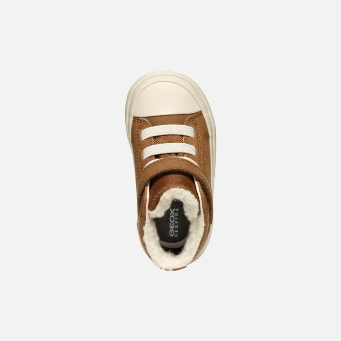 Kids Geox Sneakers GISLI BABY Brown High Top Sneakers Brown