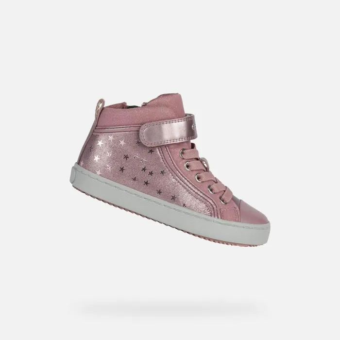 Kids Geox Sneakers KALISPERA GIRL High Top Sneakers Pink Junior Girl Geox Dark Pink