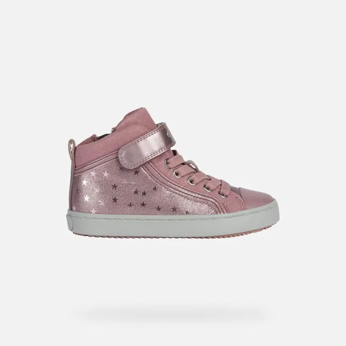 Kids Geox Sneakers KALISPERA GIRL High Top Sneakers Pink Junior Girl Geox Dark Pink