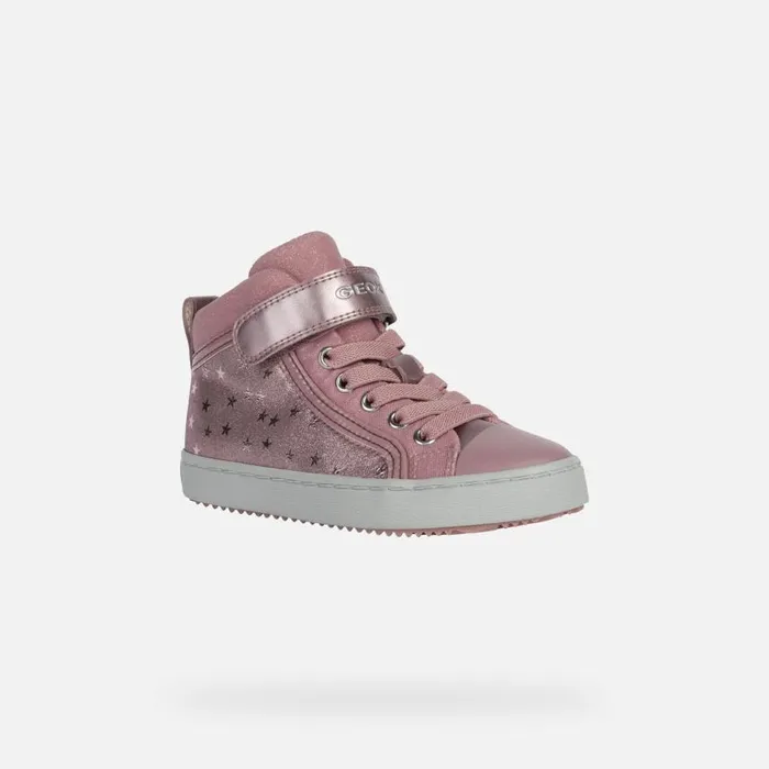 Kids Geox Sneakers KALISPERA GIRL High Top Sneakers Pink Junior Girl Geox Dark Pink
