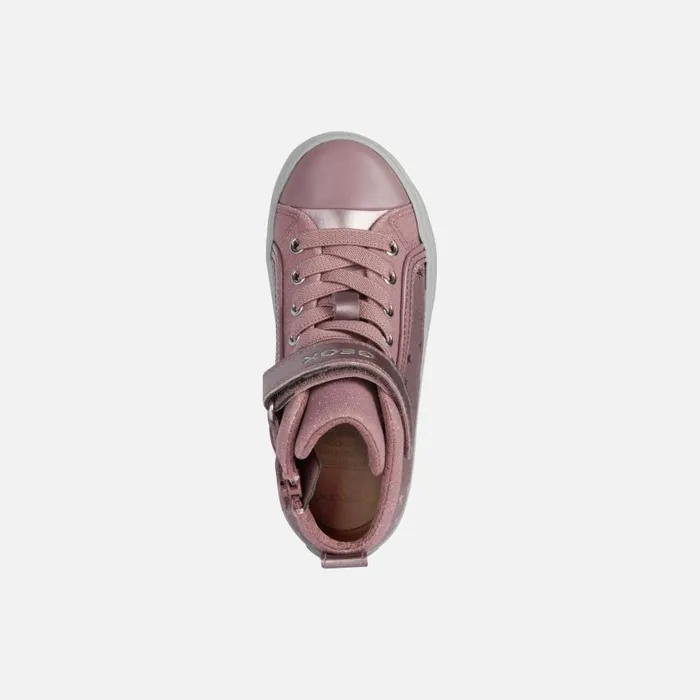 Kids Geox Sneakers KALISPERA GIRL High Top Sneakers Pink Junior Girl Geox Dark Pink