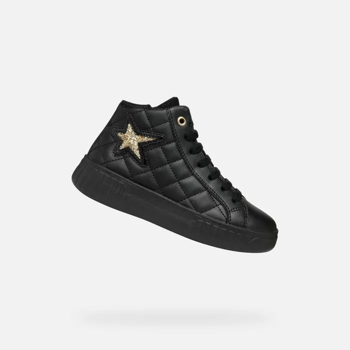 Kids Geox Sneakers MIKIROSHI GIRL BlackPlatinum High Top Sneakers Blackplatinum