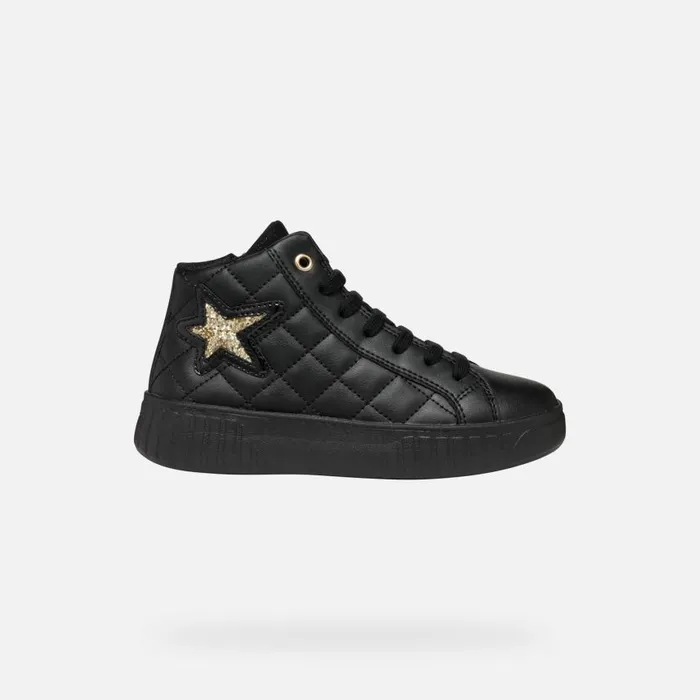 Kids Geox Sneakers MIKIROSHI GIRL BlackPlatinum High Top Sneakers Blackplatinum