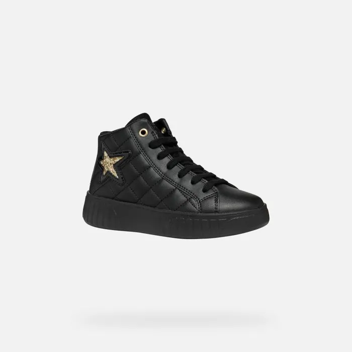 Kids Geox Sneakers MIKIROSHI GIRL BlackPlatinum High Top Sneakers Blackplatinum