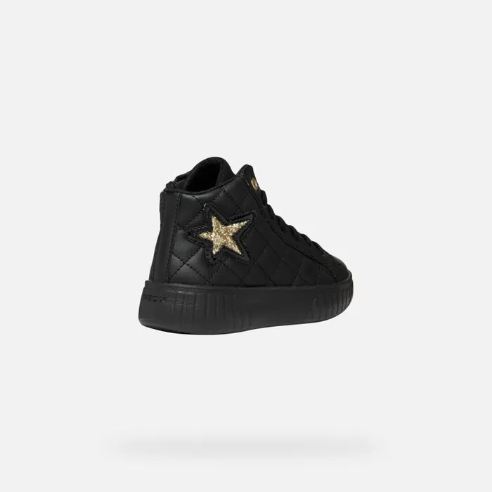 Kids Geox Sneakers MIKIROSHI GIRL BlackPlatinum High Top Sneakers Blackplatinum