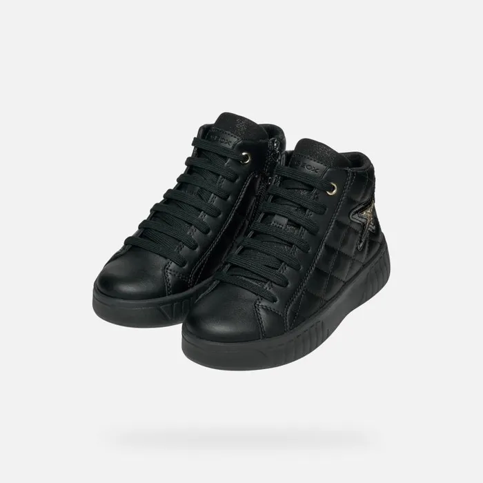 Kids Geox Sneakers MIKIROSHI GIRL BlackPlatinum High Top Sneakers Blackplatinum