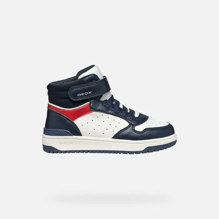 Kids Geox Sneakers WASHIBA JUNIOR NavyWhite High Top Sneakers Navywhite
