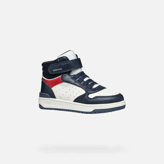 Kids Geox Sneakers WASHIBA JUNIOR NavyWhite High Top Sneakers Navywhite