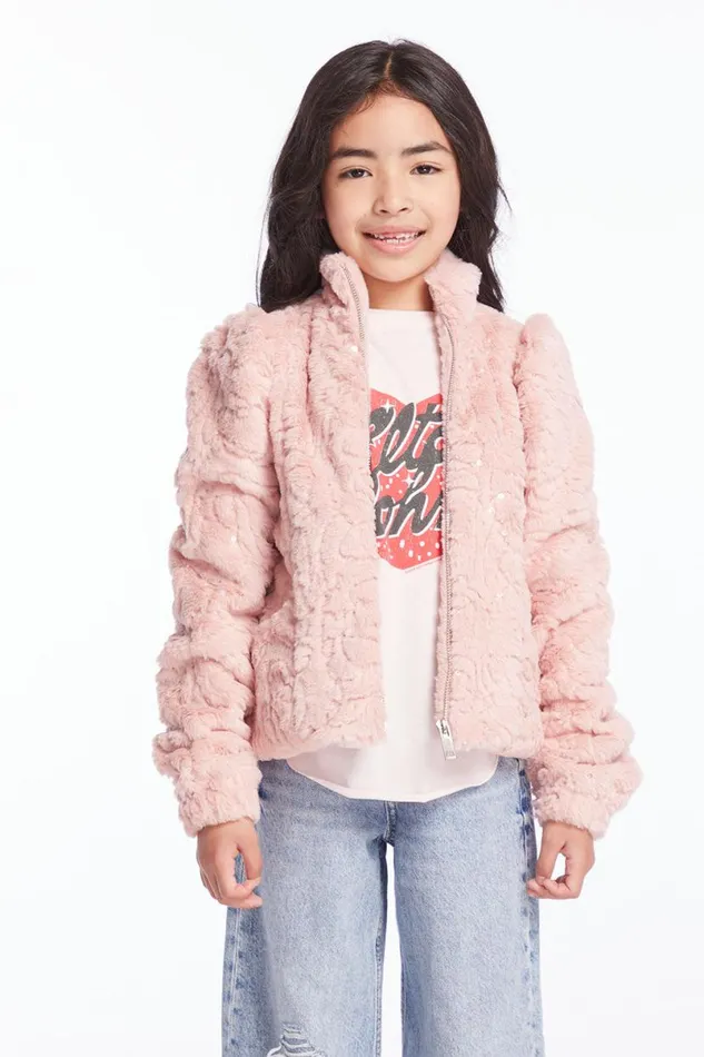 Kids Girls Chaser Brand Girls Pinky Puff Sleeve Jacket