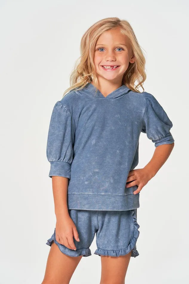 Kids Girls Chaser Brand Girls RPET Cozy Knit 34 Puff Sleeve Hoodie