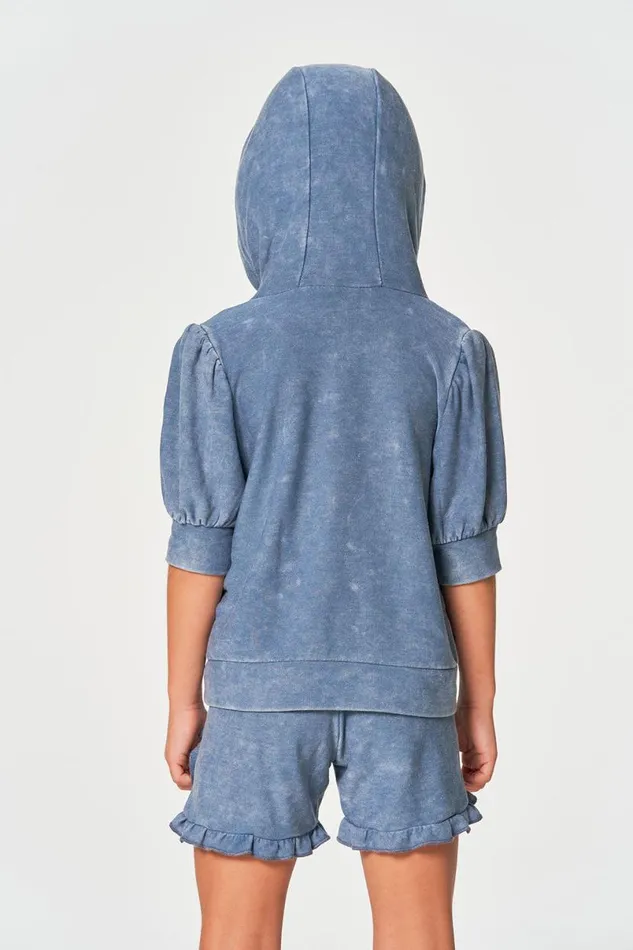 Kids Girls Chaser Brand Girls RPET Cozy Knit 34 Puff Sleeve Hoodie