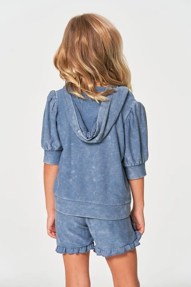 Kids Girls Chaser Brand Girls RPET Cozy Knit 34 Puff Sleeve Hoodie