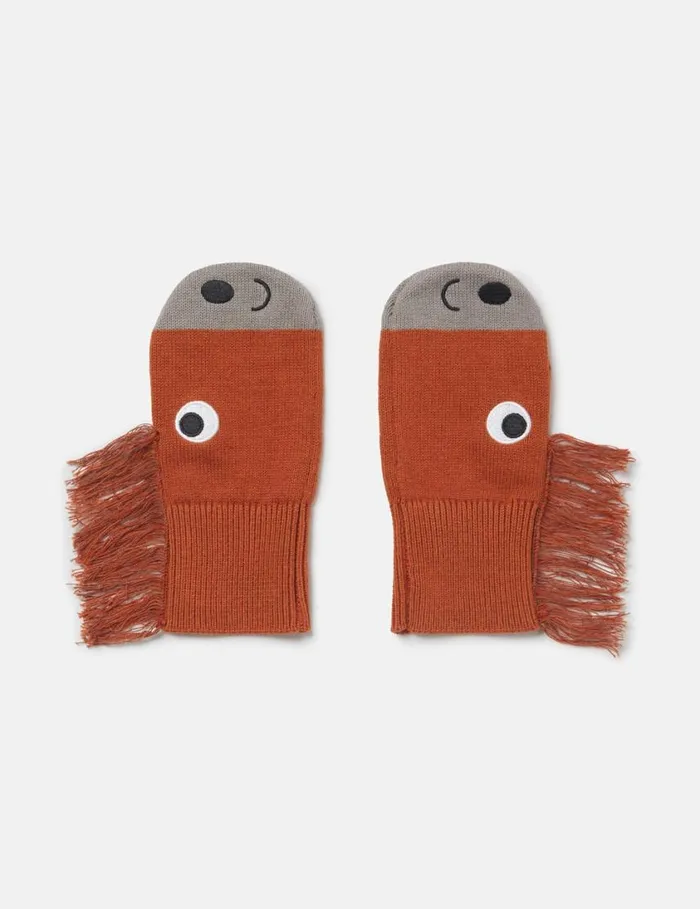 Kids Horse Fringed Mittens Brown Stella McCartney Shoes And Accessories