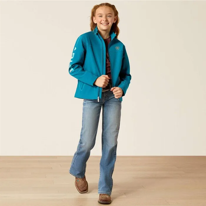 Kids Jackets and Vests Ariat New Team Softshell Jacket Ocean Depthsretro Ranch Print