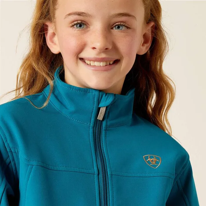 Kids Jackets and Vests Ariat New Team Softshell Jacket Ocean Depthsretro Ranch Print