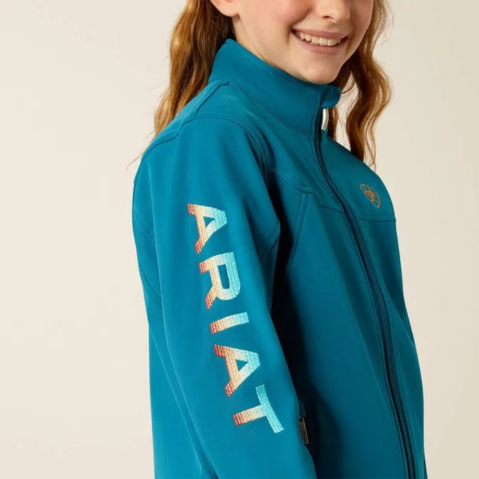 Kids Jackets and Vests Ariat New Team Softshell Jacket Ocean Depthsretro Ranch Print