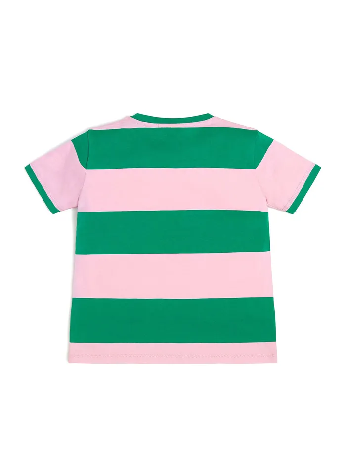 Kids Little Boy GUESS Green Matcha Multi Striped Tshirt 414 Kids Little Boy GUESS Green Matcha Multi Striped Tshirt 414