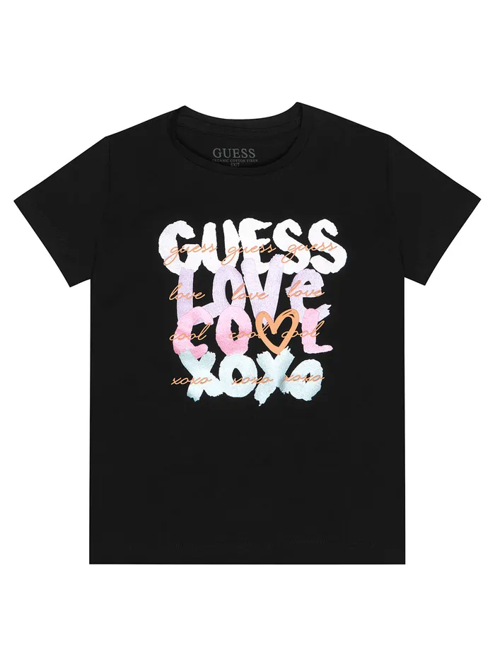 Kids Little Girl GUESS Eco Black Guess Love Tshirt 27